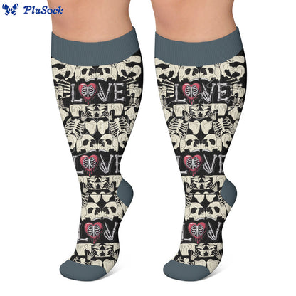 Plusock Plus Size Fun Skull Print Compression Socks - image 2