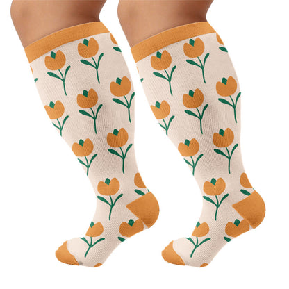 Plusock Plus Size Vintage Inspired Compression Socks - Orange(1 Pair) - 4XL - image 6