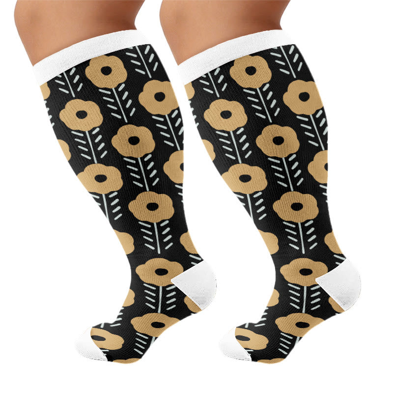 Plusock Plus Size Vintage Inspired Compression Socks - Black(1 Pair) - 4XL - image 5