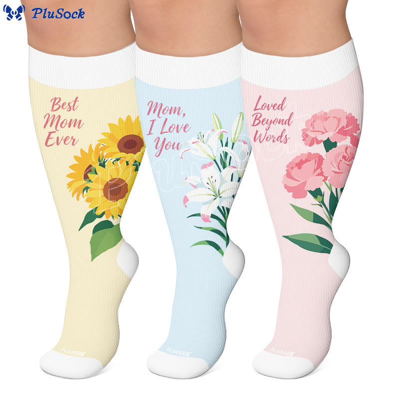Plusock Plus Size Mother's Day Floral Compression Socks - image 0