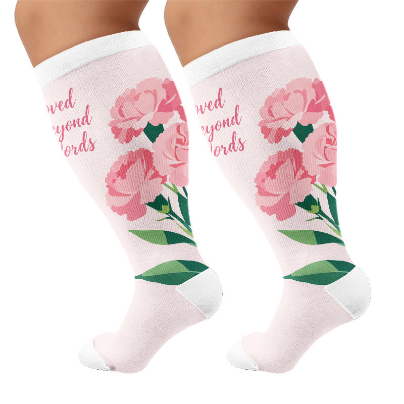 Plusock Plus Size Mother's Day Floral Compression Socks - Pink(1 Pair) - 4XL - image 6