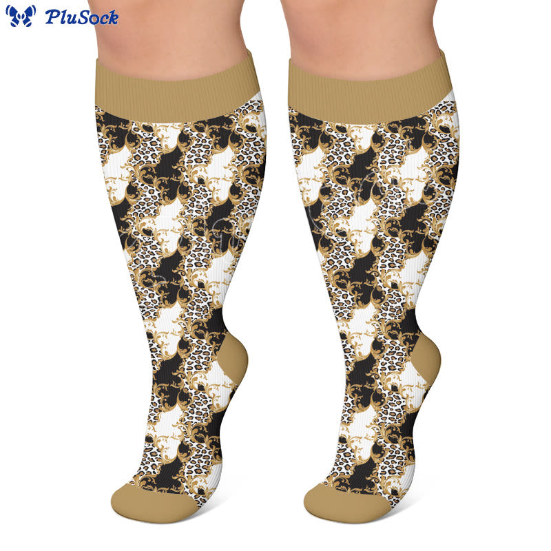 Plusock Plus Size Fun Textured Print Compression Socks - image 2