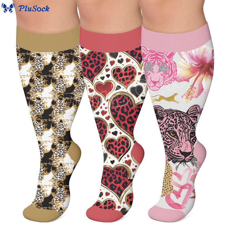 Plusock Plus Size Fun Textured Print Compression Socks - image 0