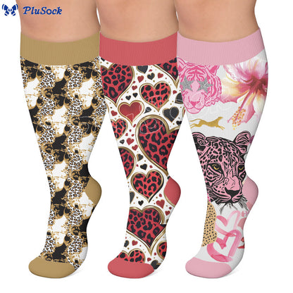 Plusock Plus Size Fun Textured Print Compression Socks - image 0