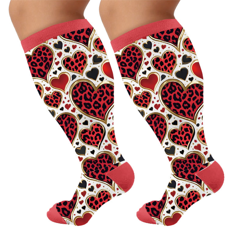 Plusock Plus Size Fun Textured Print Compression Socks - Hearts(1 Pair) - 4XL - image 6