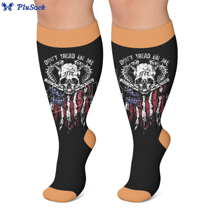 Plusock Plus Size Retro Skull Print Compression Socks - image 3