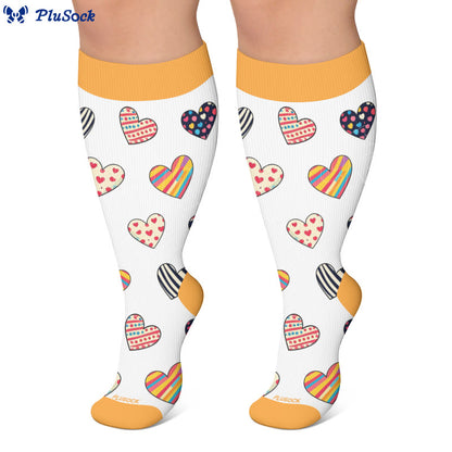 Plusock Plus Size Heart Daisy Stripe Compression Socks - image 4