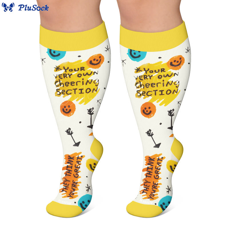 Plusock Plus Size Cheerful Doodles Compression Socks - image 4
