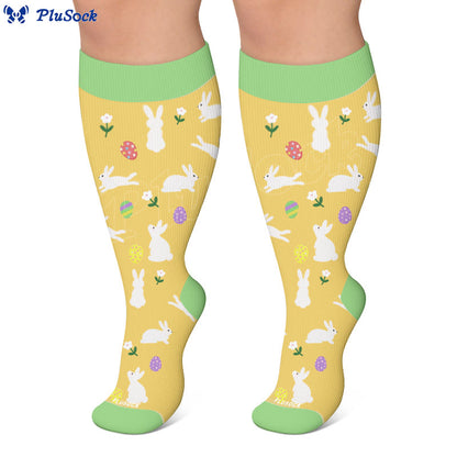 Plusock Plus Size Carrots Florals Egg Compression Socks - image 4