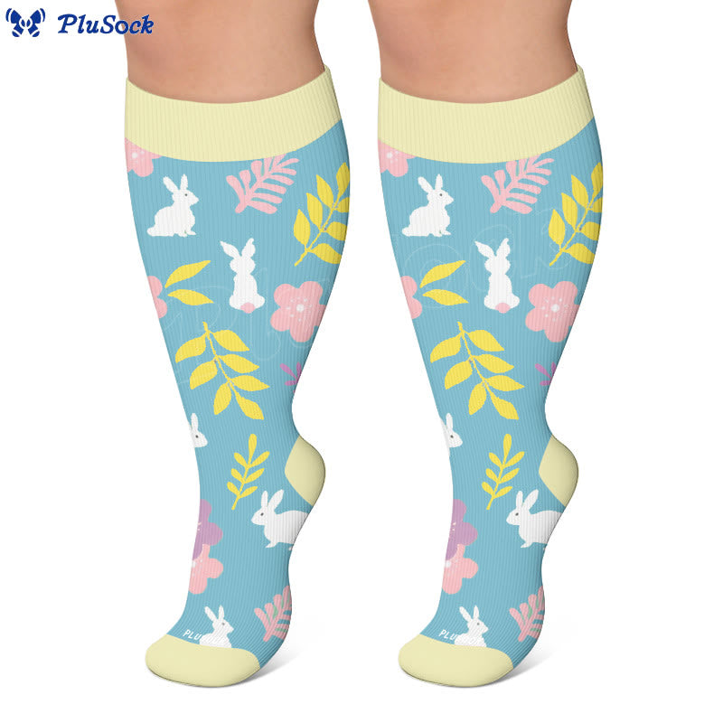 Plusock Plus Size Carrots Florals Egg Compression Socks - image 3