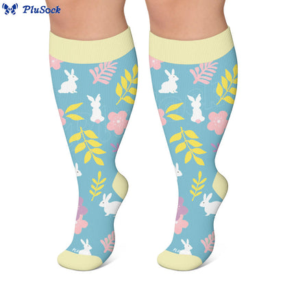 Plusock Plus Size Carrots Florals Egg Compression Socks - image 3
