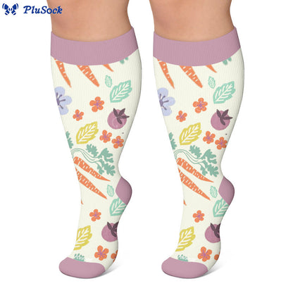 Plusock Plus Size Carrots Florals Egg Compression Socks - image 2