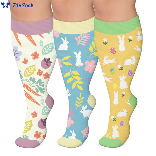 Plusock Plus Size Carrots Florals Egg Compression Socks - image 0