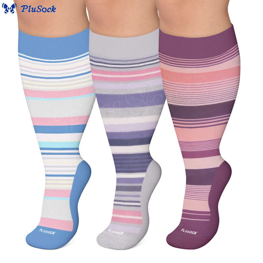 Plusock Plus Size Modern Gradient Line Compression Socks - image 0