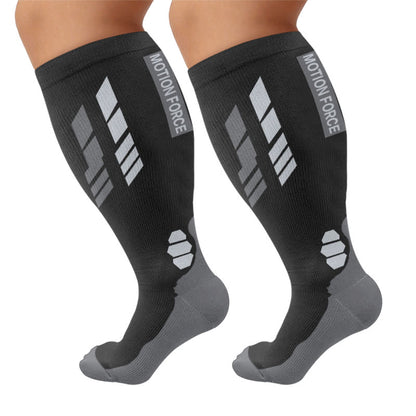 Plusock Plus Size Geometric Sport Compression Socks - Black(1 Pair) - 4XL - image 5