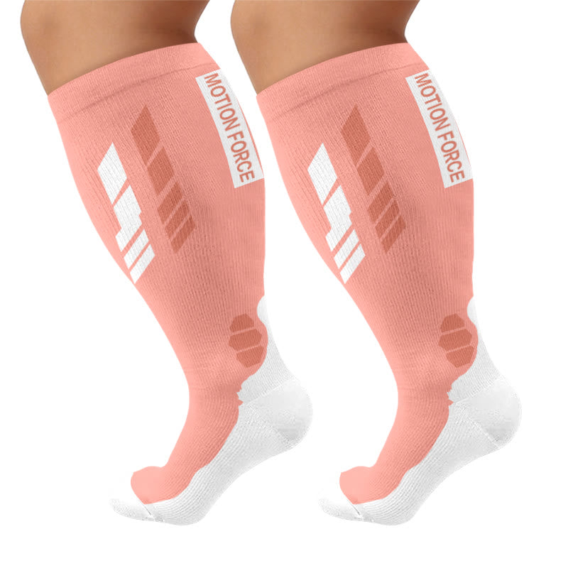 Plusock Plus Size Geometric Sport Compression Socks - Pink(1 Pair) - 4XL - image 7