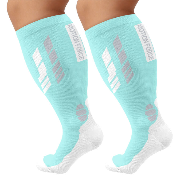 Plusock Plus Size Geometric Sport Compression Socks - Blue(1 Pair) - 4XL - image 6