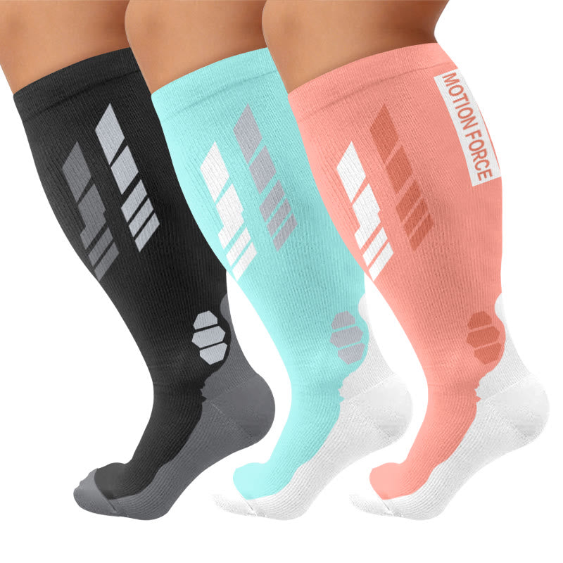 Plusock Plus Size Geometric Sport Compression Socks - Multicolor(3 Pairs) - 4XL - image 1
