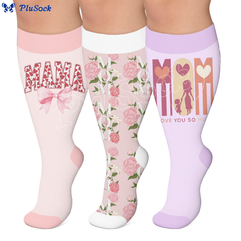 Plusock Plus Size Mother's Printed Compression Socks - image 0
