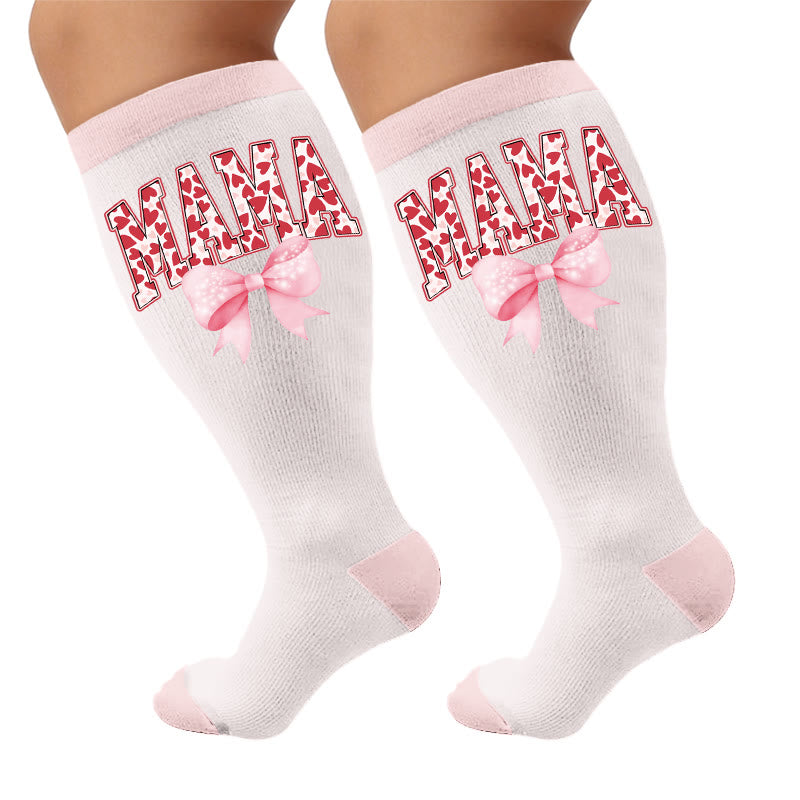 Plusock Plus Size Mother's Printed Compression Socks - Letters(1 Pair) - 4XL - image 5