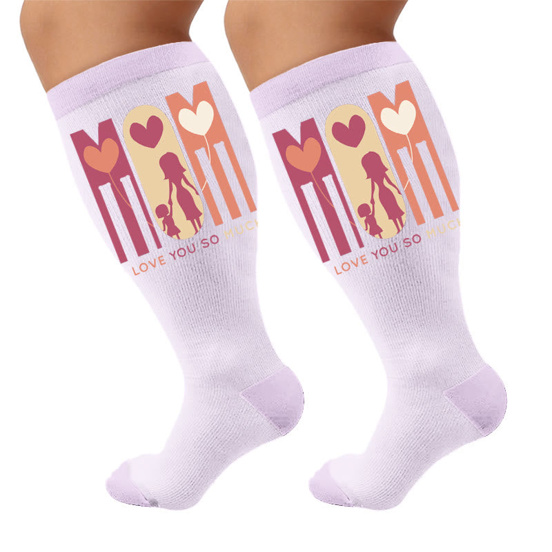 Plusock Plus Size Mother's Printed Compression Socks - Hearts(1 Pair) - 4XL - image 7