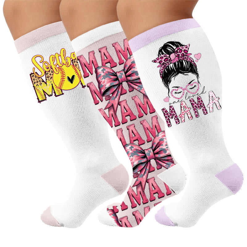 Plusock Plus Size Holiday Print Compression Socks - Multicolor(3 Pairs) - 4XL - image 1