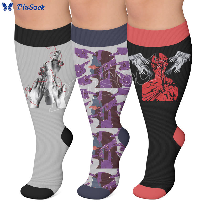 Plusock Plus Size Symptom Print Compression Socks - image 0