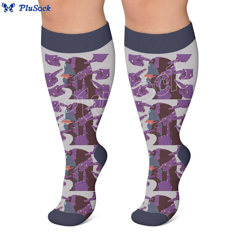 Plusock Plus Size Symptom Print Compression Socks - image 3