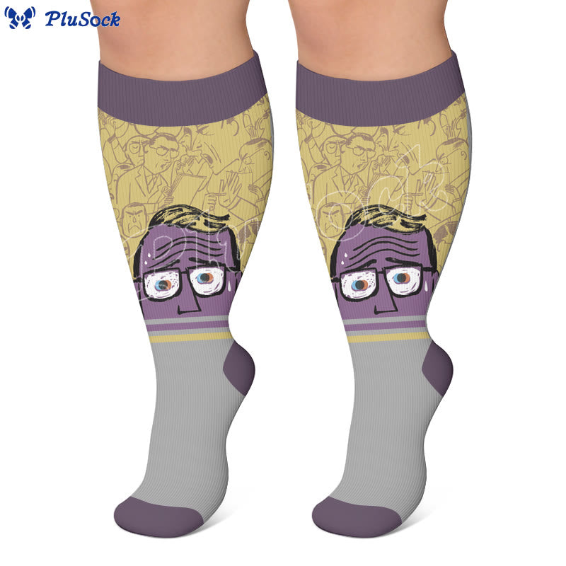 Plusock Plus Size Alzheimer's Print Compression Socks - image 2