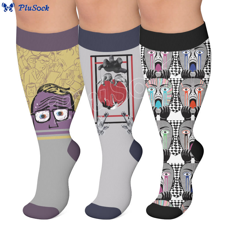 Plusock Plus Size Alzheimer's Print Compression Socks - image 0