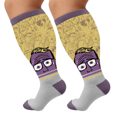 Plusock Plus Size Alzheimer's Print Compression Socks - Head(1 Pair) - 4XL - image 5