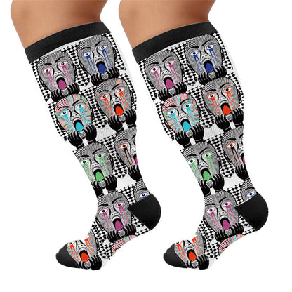 Plusock Plus Size Alzheimer's Print Compression Socks - Expression(1 Pair) - 4XL - image 7