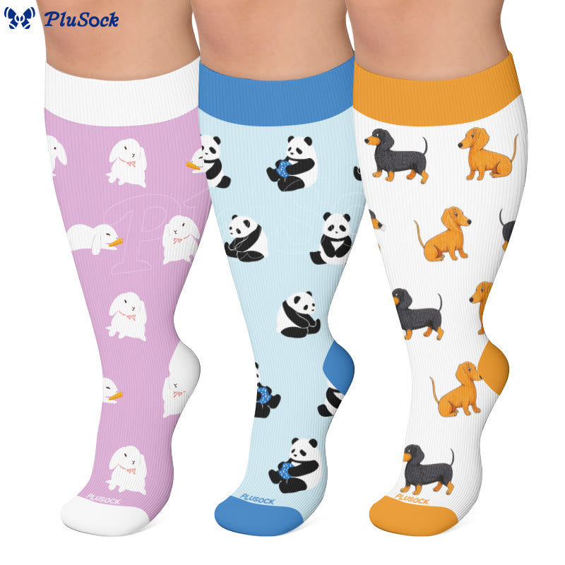 Plusock Plus Size Bunny Panda Dachshund Compression Socks - image 0