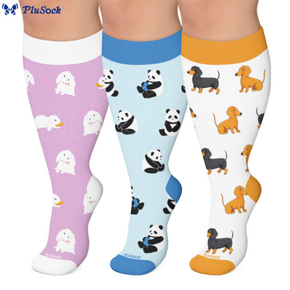 Plusock Plus Size Bunny Panda Dachshund Compression Socks - image 0