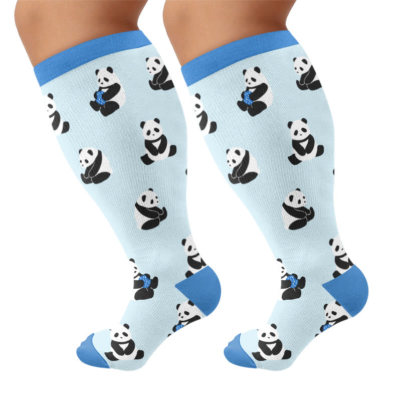 Plusock Plus Size Bunny Panda Dachshund Compression Socks - Blue(1 Pair) - 4XL - image 7