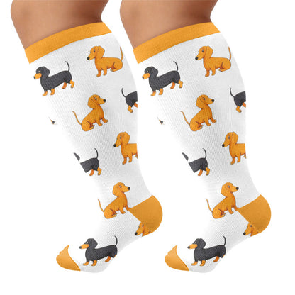 Plusock Plus Size Bunny Panda Dachshund Compression Socks - Yellow(1 Pair) - 4XL - image 6
