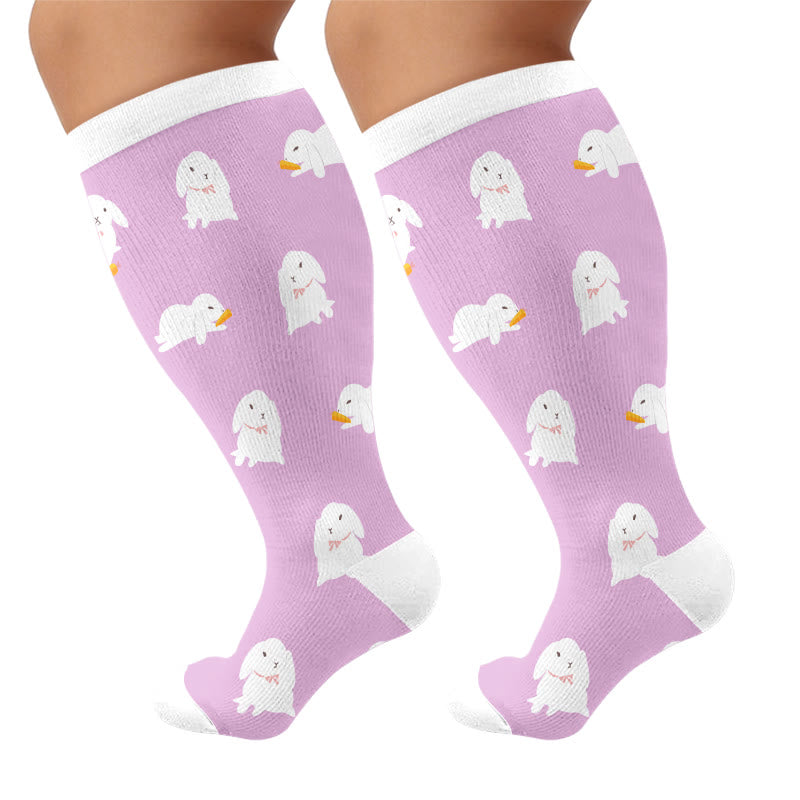 Plusock Plus Size Bunny Panda Dachshund Compression Socks - Purple(1 Pair) - 4XL - image 5
