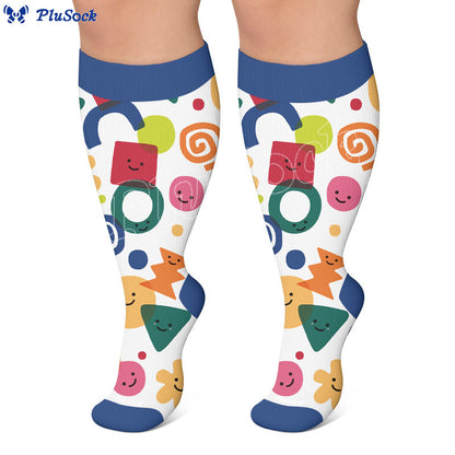 Plusock Plus Size Playful Smile Heart Compression Socks - image 3