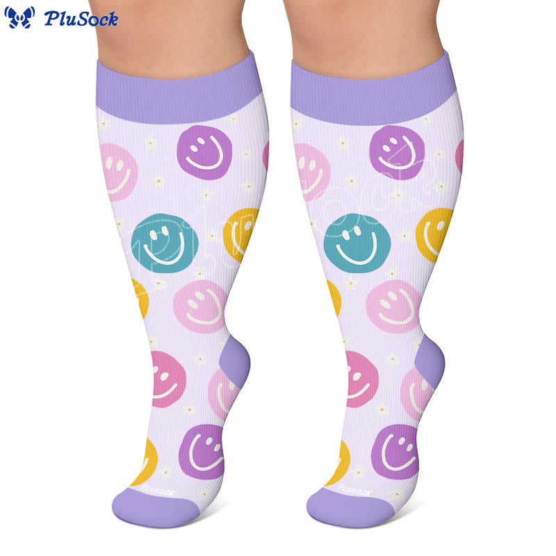 Plusock Plus Size Playful Smile Heart Compression Socks - image 2