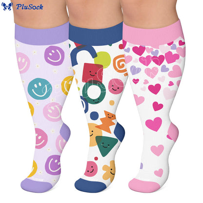 Plusock Plus Size Playful Smile Heart Compression Socks - image 0