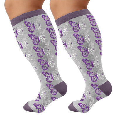 Plusock Plus Size Amnesia Print Compression Socks - Butterfly(1 Pair) - 4XL - image 5