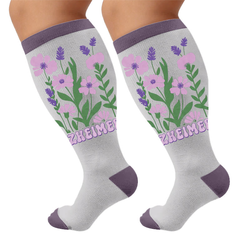 Plusock Plus Size Disoriented Print Compression Socks - Florals(1 Pair) - 4XL - image 5
