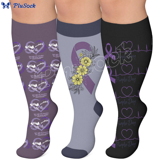 Plusock Plus Size Communication Disorder Printed Compression Socks - image 0