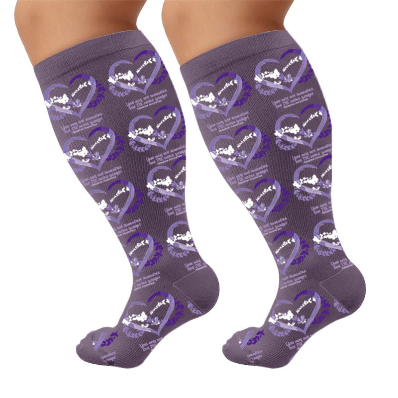 Plusock Plus Size Communication Disorder Printed Compression Socks - Letters(1 Pair) - 4XL - image 5