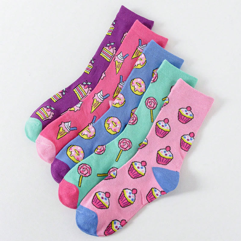 Plusock Candy Donuts Quarter Socks(5 Pairs) - Multicolor - EU36-42(US3-8.5) - image 1