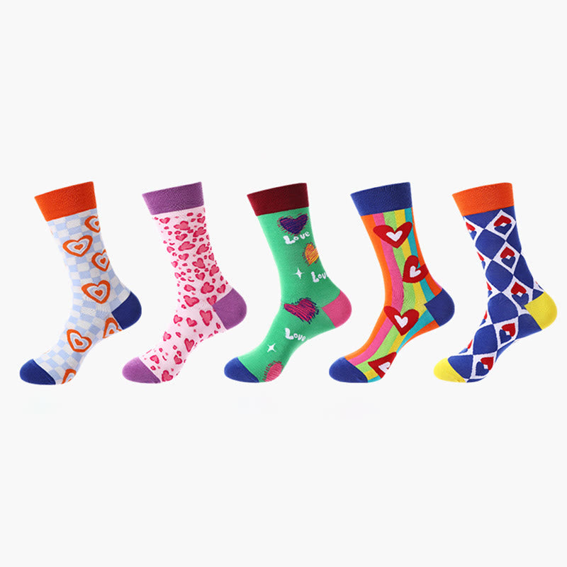Plusock Love Heart Pattern Quarter Socks(5 Pairs) - image 3