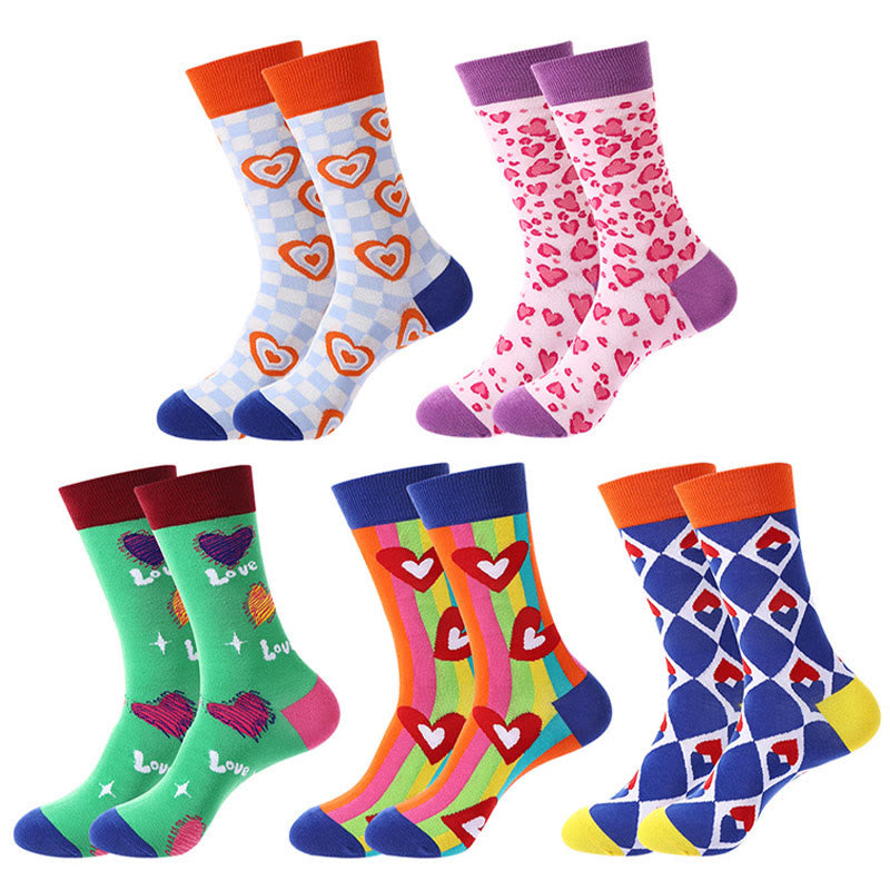 Plusock Love Heart Pattern Quarter Socks(5 Pairs) - image 2