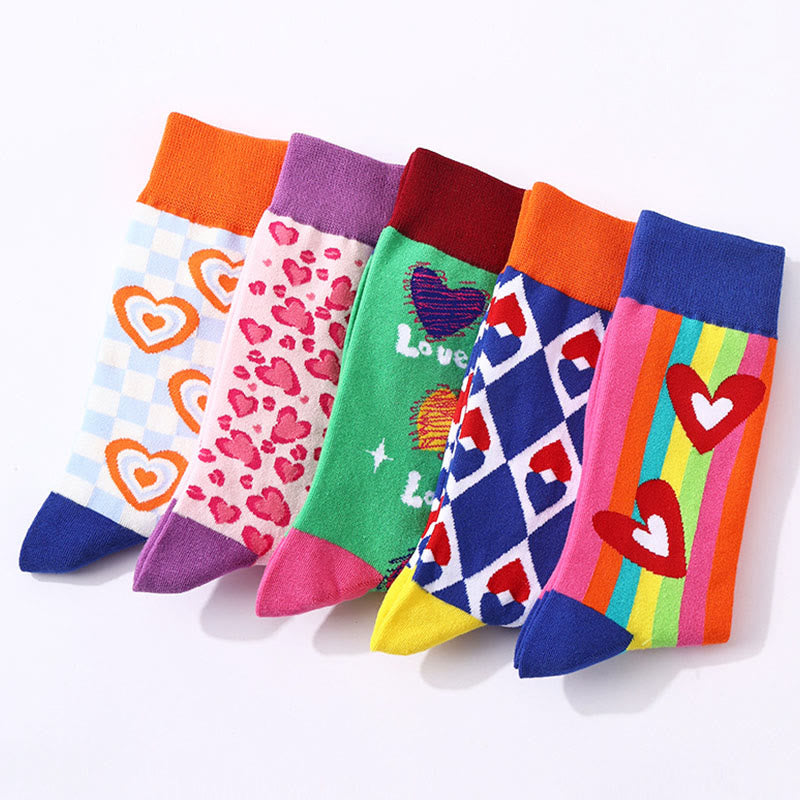 Plusock Love Heart Pattern Quarter Socks(5 Pairs) - image 4