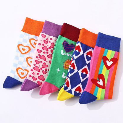 Plusock Love Heart Pattern Quarter Socks(5 Pairs) - image 4