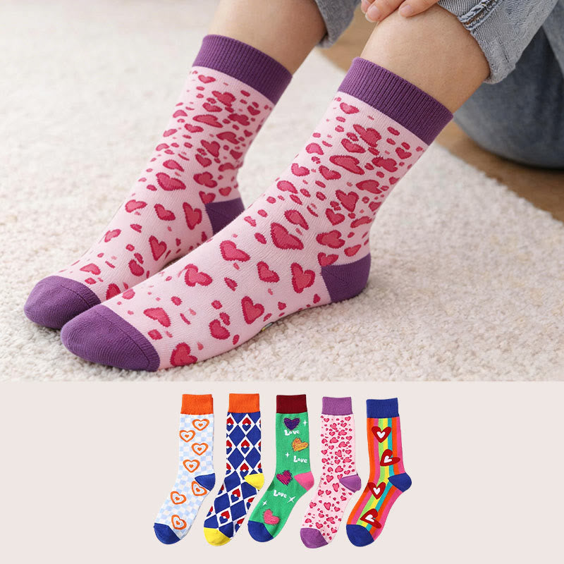 Plusock Love Heart Pattern Quarter Socks(5 Pairs) - image 0